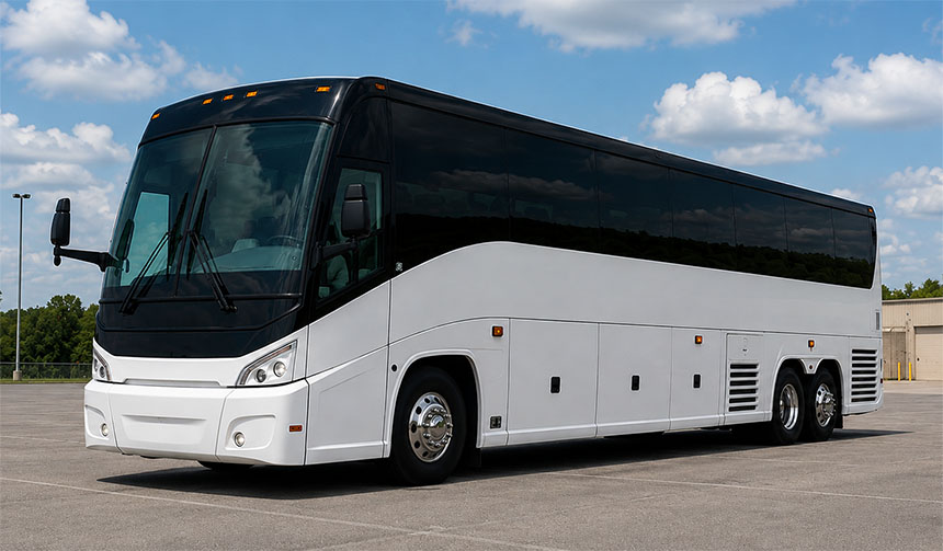 56-passenger charter bus available for charter in Midland, TX